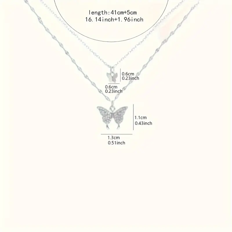Women's Double-Layer Necklace With Butterfly Pendant, Vintage & Simple Style Elegant Jewelry Accessory