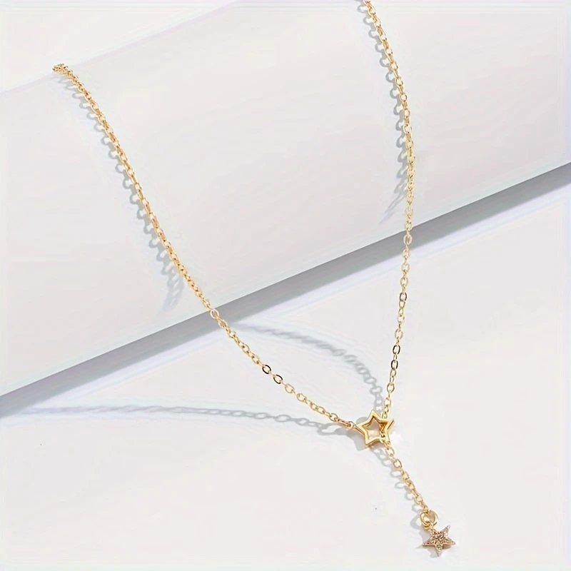 Exquisite Shiny Star Y-Shaped Clavicle Chain Necklace For Women Dating Party Jewelry,women Gift