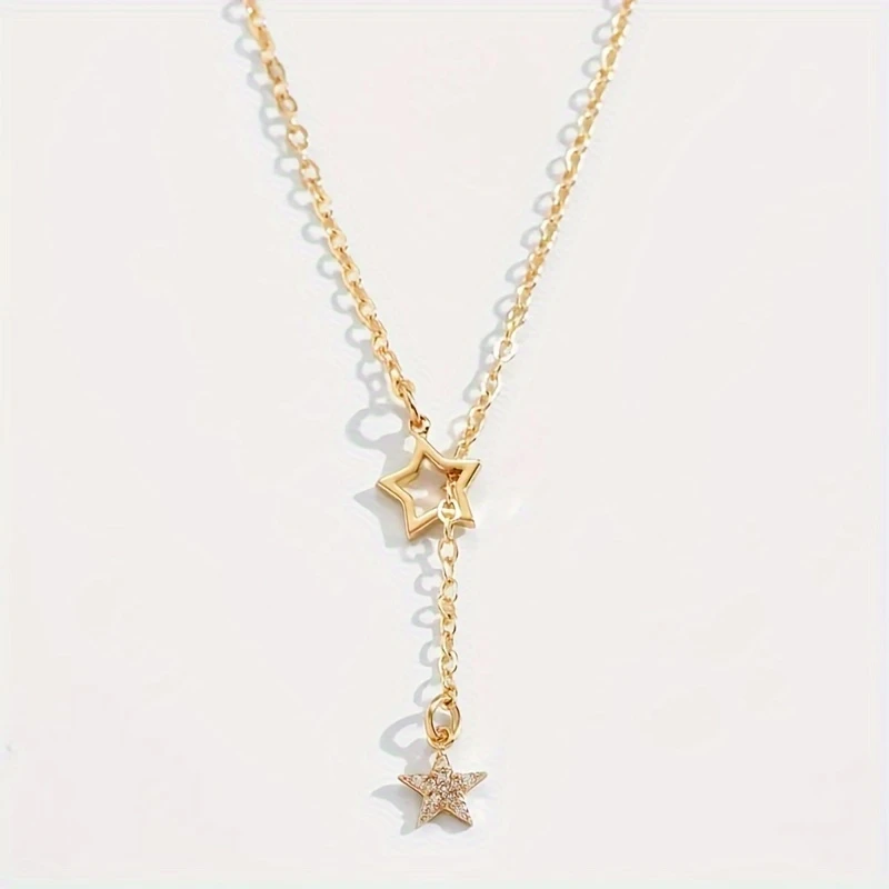 Exquisite Shiny Star Y-Shaped Clavicle Chain Necklace For Women Dating Party Jewelry,women Gift