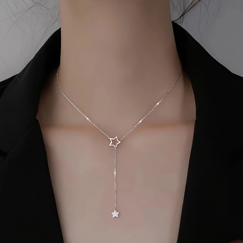 Exquisite Shiny Star Y-Shaped Clavicle Chain Necklace For Women Dating Party Jewelry,women Gift