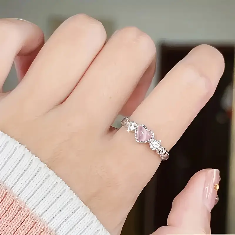 Adjustable, Elegant & Cute Heart-Shaped Adjustable Ring For Girls