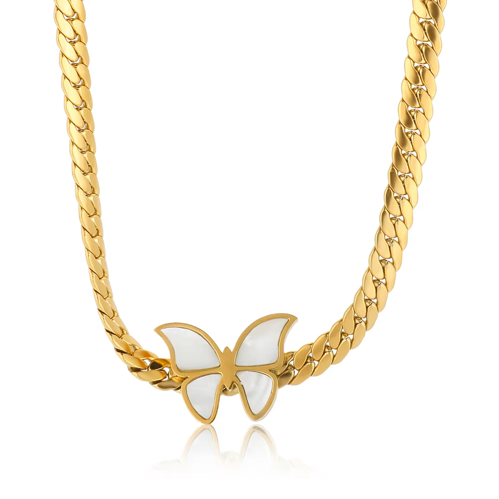Stainless Steel New Fashion Upscale Jewelry Seashells Butterfly Charms Chain Choker Necklaces