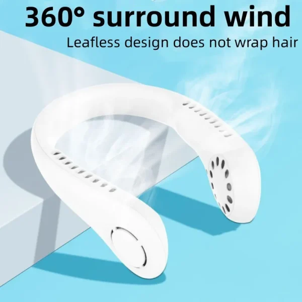 Bladeless Hanging Neck Fan, Portable USB Rechargeable Cooler Fan With 5 Wind Speeds And Digital Display, Super Technology & Bladeless Design For Outdoor Sports Use