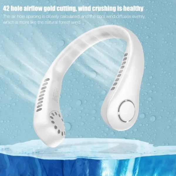 Bladeless Hanging Neck Fan, Portable USB Rechargeable Cooler Fan With 5 Wind Speeds And Digital Display, Super Technology & Bladeless Design For Outdoor Sports Use