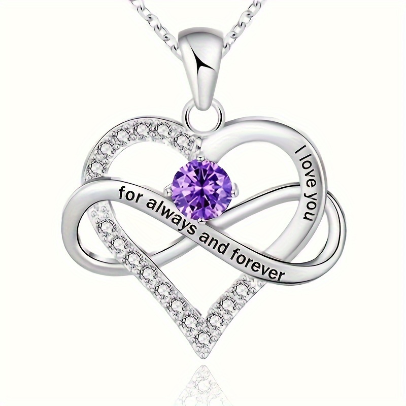 Chic Silvery-Tone Birthstone Pendant Necklace - Perfect for Christmas & Birthday Gifts, Fashionable Alloy with Rhinestone Accents