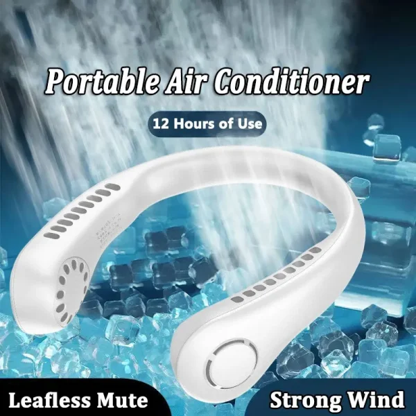 Bladeless Hanging Neck Fan, Portable USB Rechargeable Cooler Fan With 5 Wind Speeds And Digital Display, Super Technology & Bladeless Design For Outdoor Sports Use
